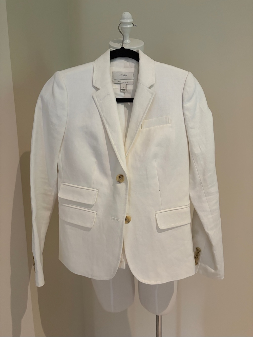 J.Crew Schoolboy Blazer White 100% Linen Size 0 Classic Jacket